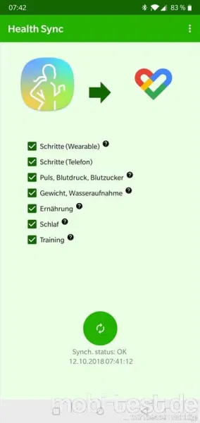 instingo Samsung Health mit Google Fit synchronisieren